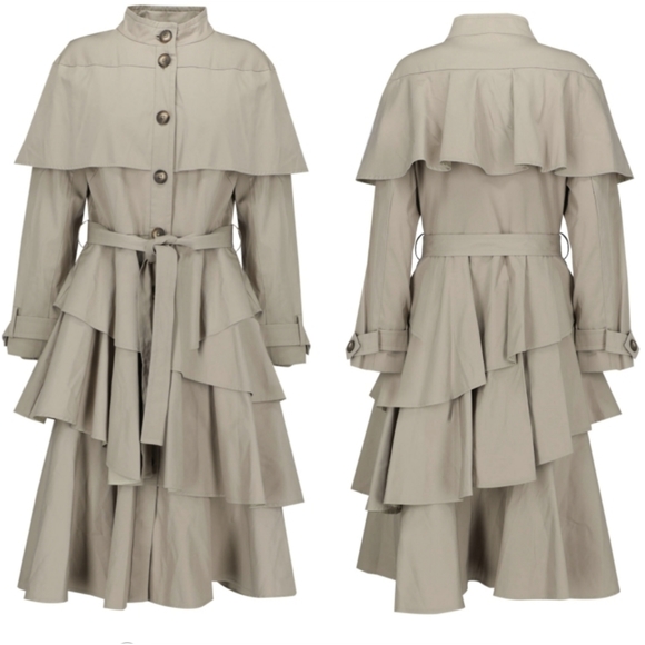 OSMAN Jackets & Blazers - Osman Tiered Ruffle Trench Coat XS